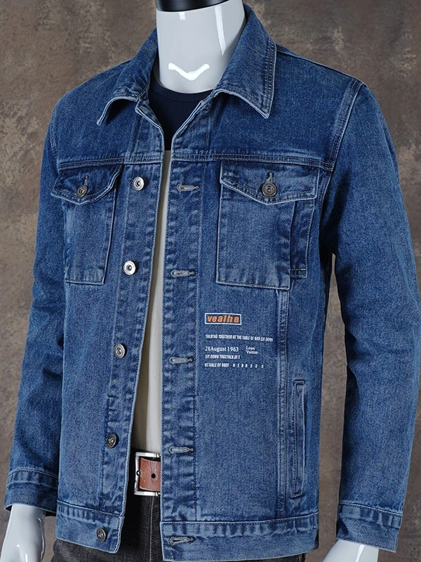 

Мужская джинсовая куртка свободного кроя, повседневная, с отложным воротником, рабочая одежда, осенне-зимняя, модная, брендовая, больших размеров.