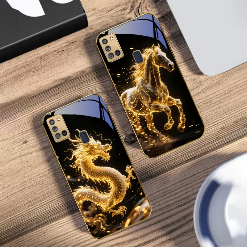 

Golden Dragon Totem For Samsung A 31 32 A33 A34 35 14 A15 13 16 25 26 50 52 53 54 55 56 70 71 72 73 Golden glass phone case
