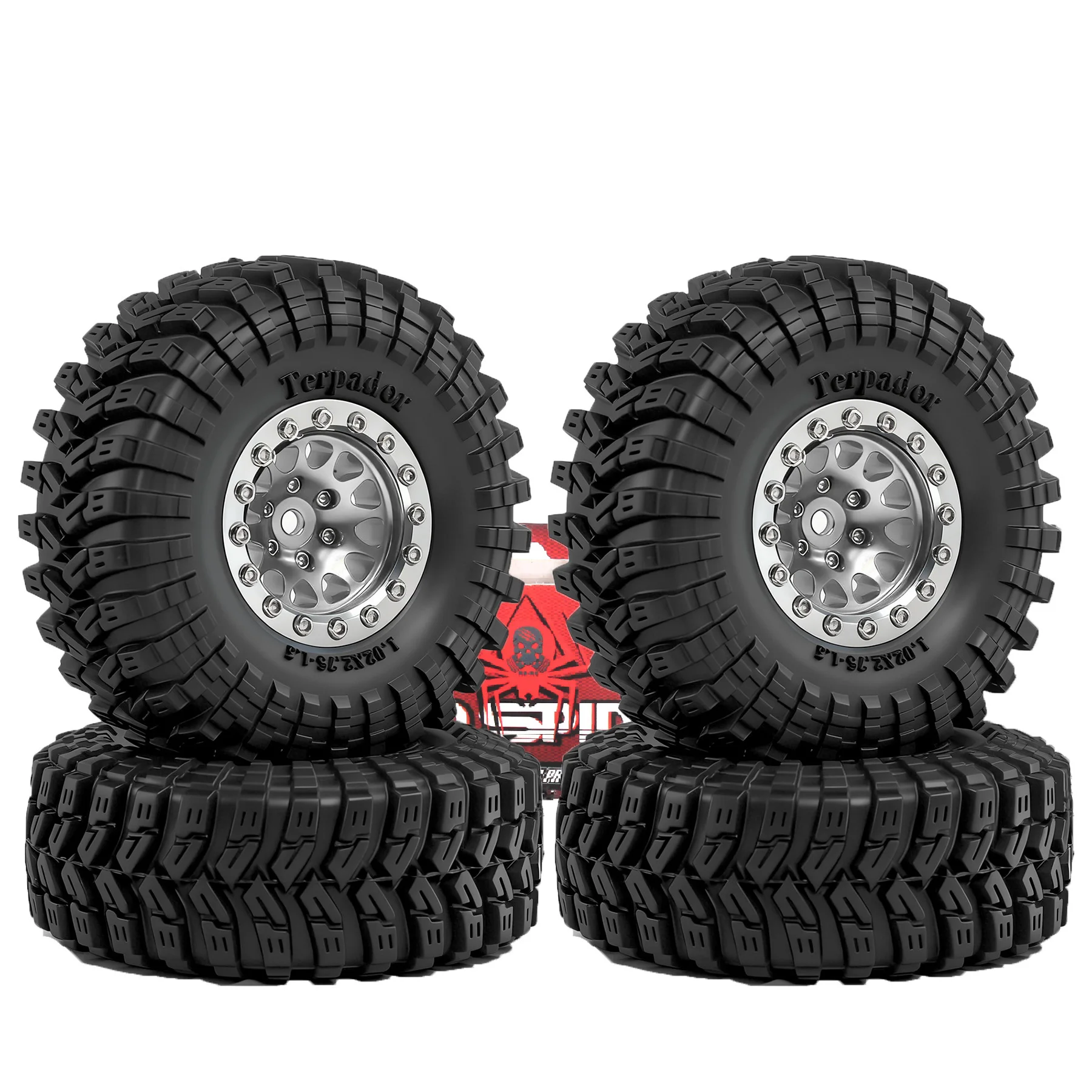 عجلات وإطارات بيدلوك 1.3 بوصة بقطر خارجي 2.75 بوصة وسداسي 7 مم (4 قطع) لسيارات التحكم عن بعد الزاحفة بمقياس 1/18 و1/24 مثل TRX4M وSCX24 وAX24 وFCX18 وFCX24