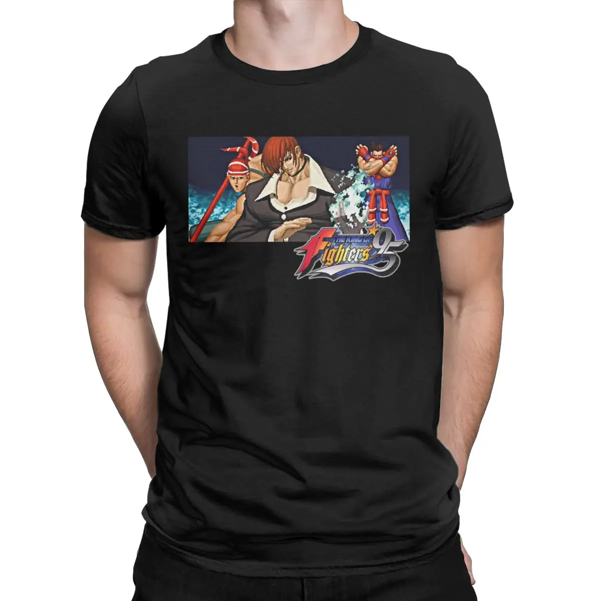 King Of Fighters Kof 95 Iori  Casual 100% Cotton Tees Short Sleeve pixel retro game T Shirt for men Crew neck Tops Gift Idea