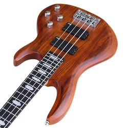 Active Electric Bass Guitar 4 String  43inch Zebrawood Top Solid Okoume Wood Body Bass Guitar Free Bag