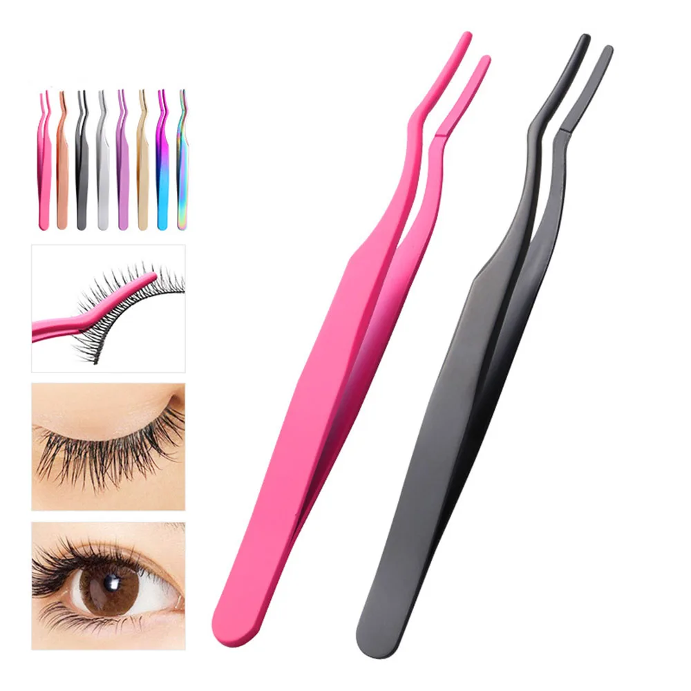 

5 Color Eyebrow Tweezer Stainless Steel Beauty Clip Slant Tip Flat Tip Eyebrow Tweezer Clip for Eyebrow Trimming Face Hair Tool