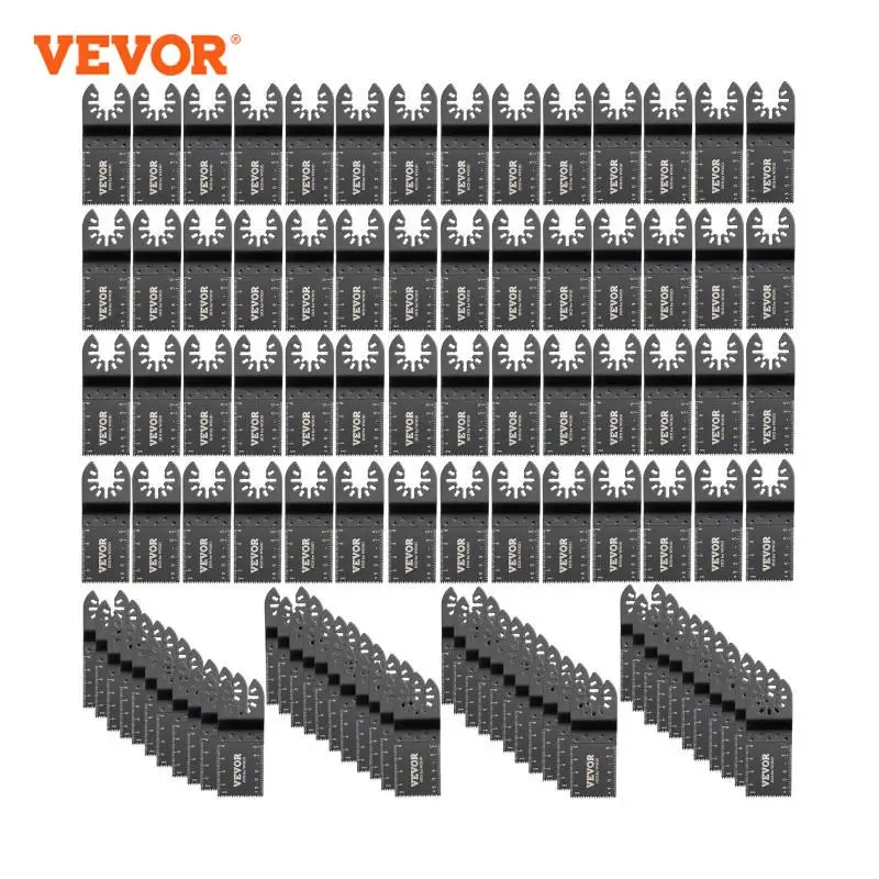 VEVOR 100PCS Oscillating Saw Blades Quick Release Multitool Blades Kit HCS Tool Blades Cut Cutter for Wood Plastic Metal Nails