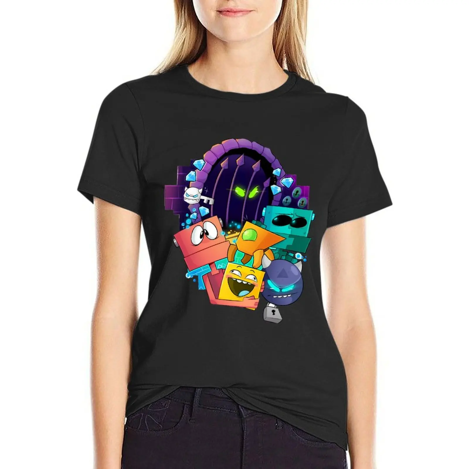 

Geometry Dash T-Shirt sublime summer top anime clothes summer tops Womens clothing