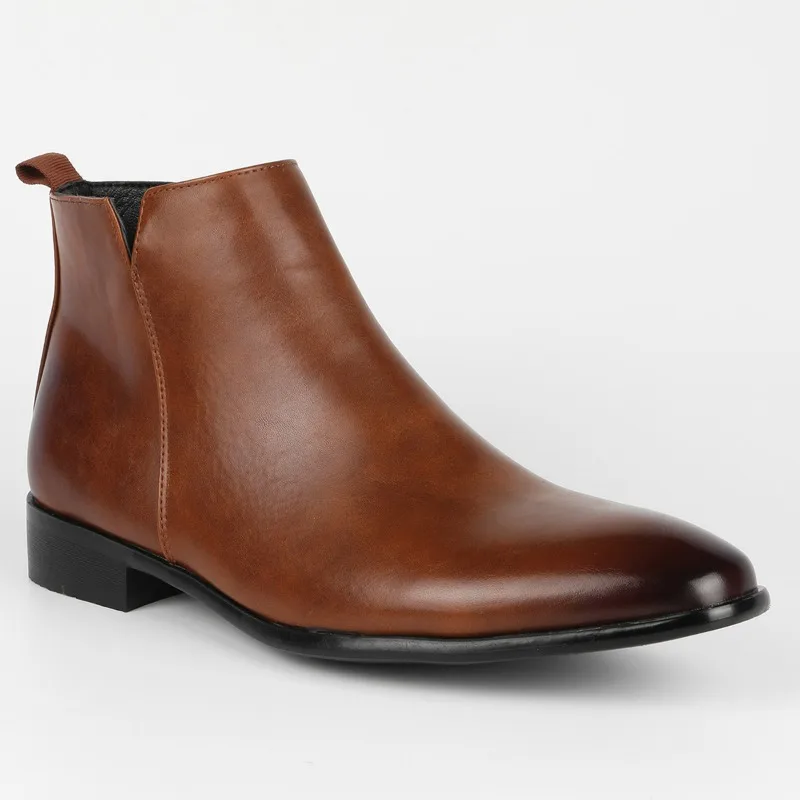 Men's Chelsea Boots Small Square Toe Men's Shoes Fashionable Men's Short Boots