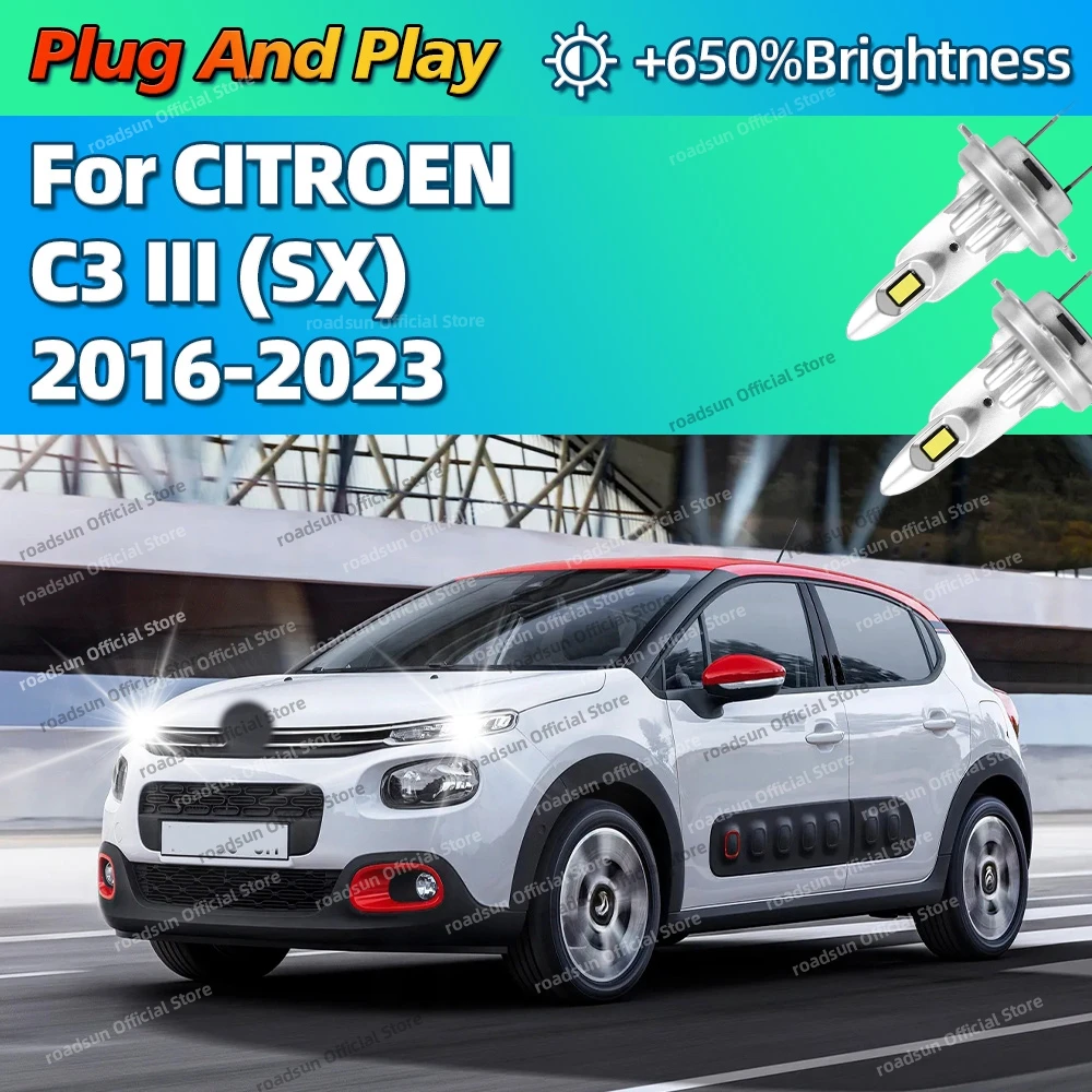 

2/4 шт. светодиодная лампа 1:1, мини-размер, беспроводная фара для CITROEN C3 III SX 2016 2017 2018 2019 2020 2021 2022 2023