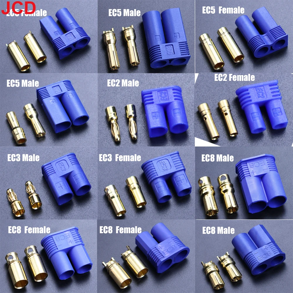 EC2 EC3 EC5 EC8 Male Female Gold Plated Banana Plug Connector For RC Circuit Battery Motor Aviation Model Airplane Bullet Parts