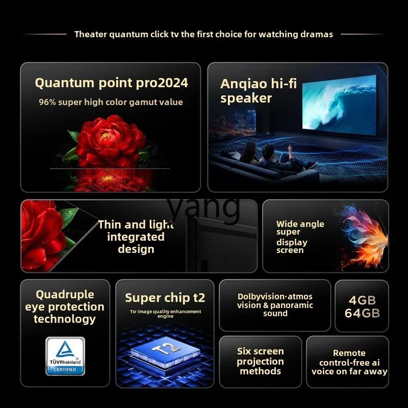 Punto quantistico QLED CX da 50 pollici, TV LCD a schermo piatto