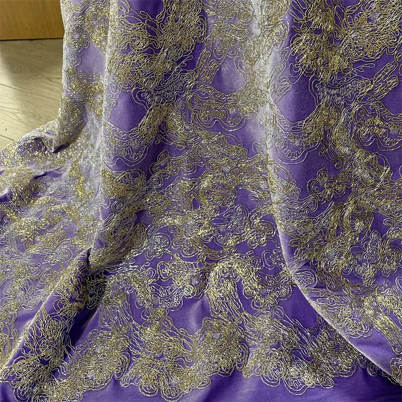 

Autumn and winter new gold and silver thread embroidery velvet fabric for high-end vests, jackets, and skirts