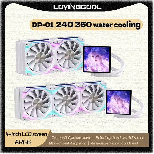 Imagen 2 del producto LOVINGCOOL DP-01 360/240 CPU enfriador de líquido radiador 4,0 pulgadas súper grande sin marco pantalla completa enfriador de agua diy