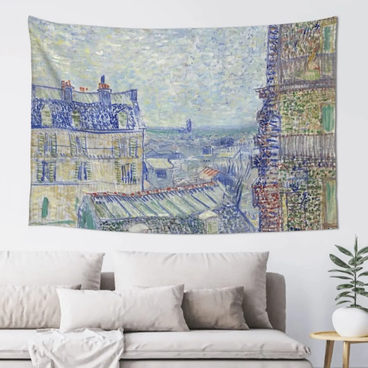 

Vincent Van Gogh Paris - View From Theo's Apartment Tapestry Aesthetic Room Decorations Decoration Home Tapestry