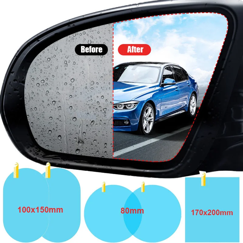 2Pcs Car Rearview Mirror Protective Film Anti Fog Clear Protective Film Car Window Rain Protector Waterproof Glass Stickers