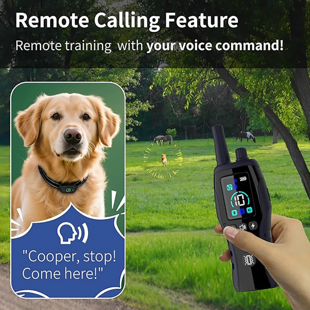 

Dog Training Collar Dog Shock Collar with Remote Calling 4900FT 4 Training Modes Rechargeable IP67 Waterproof for All Breeds