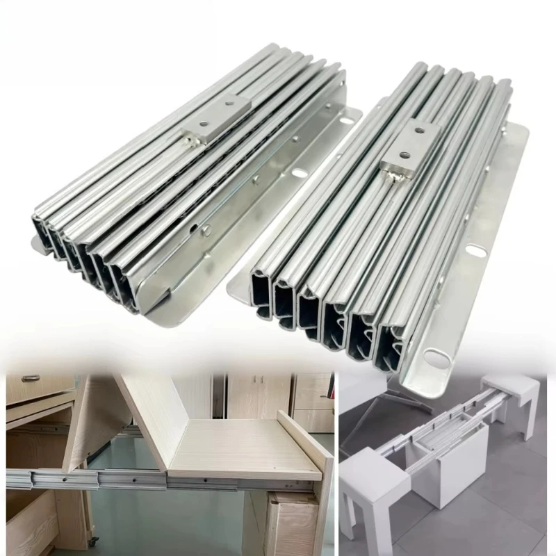 

Heavy-duty table slides, telescopic channel slides, and furniture hardware systems suitable for telescopic dining tables