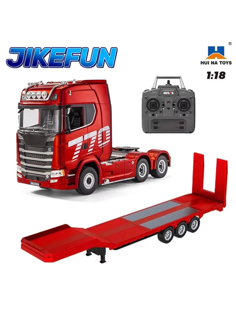 HUINA 1501A 1/18 RC-Truck 19CH 770S Legierungs-Traktor 1501+1502 2,4G Ferngesteuerter Bauanhänger-LKW mit Licht und Sound Spielzeug