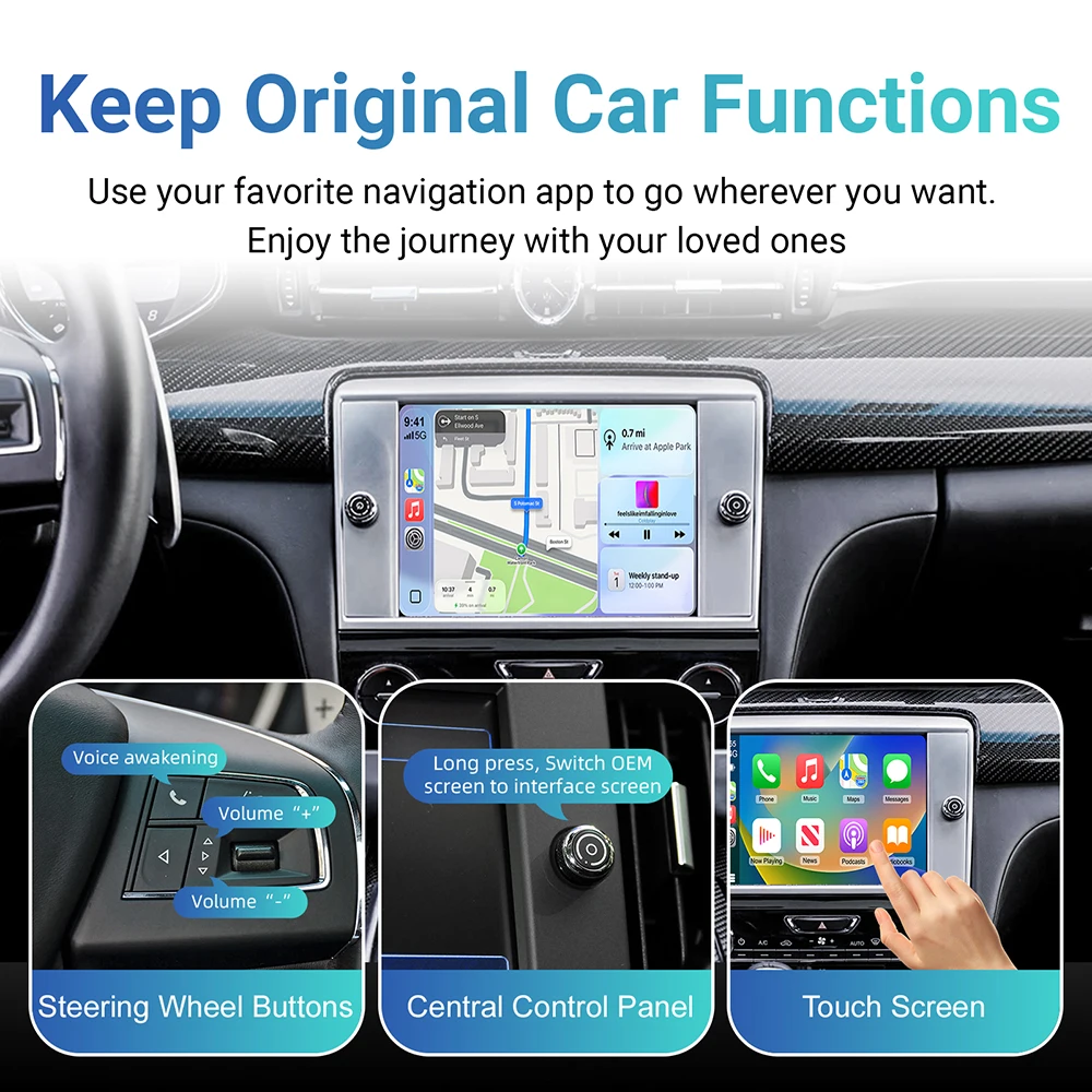 صندوق فك التشفير اللاسلكي CarPlay Android Auto لواجهة Maserati Quattroporte Ghibli CarPlay