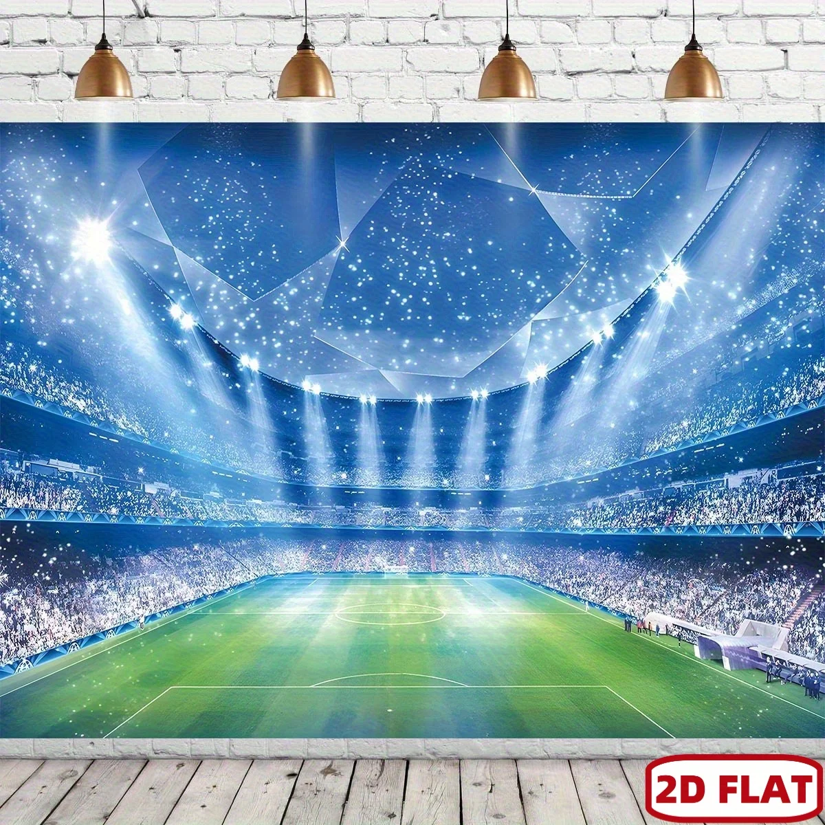 2D flaches 1-teiliges Feldhintergrund-Polyester-Banner und Fußballplatzdesign – Geburtstag, Jahrestag, Abschlussfeier – Detail 2