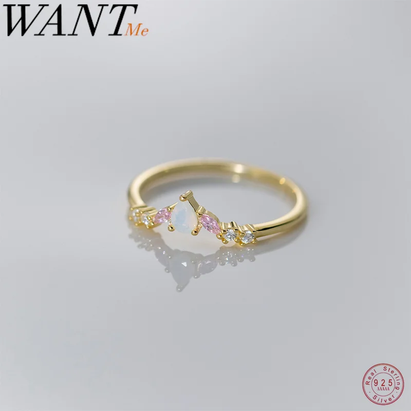 

WANTME 925 Sterling Silver Fashion Romantic Water Drop Opal Love Finger Ring for Women Sweet Girl Korean Party Jewelry Gift 2024