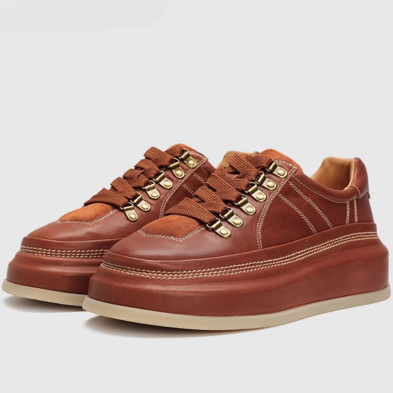 

High Quality Horsehide Hand Sewn Derby Shoes Designer Casual Board Shoes for Men's Retro Horse Leather Men's Dress Leather Shoes