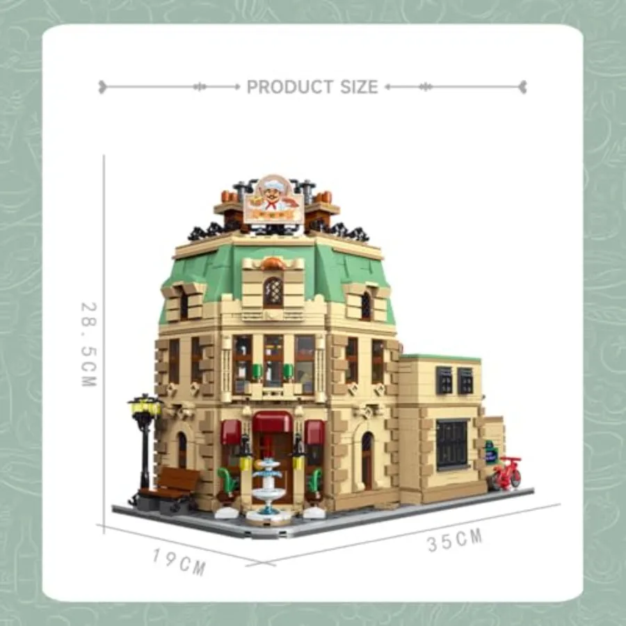 Restaurants in Paris with Lights Building Kit Street Scene Series Building Blocks Set Great Gift for Teens and Adults 3104PCS+