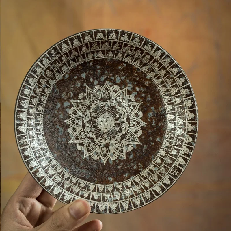 17.2CM Dunhuang Thousand Buddhas Lotus Line Incense Insertion Household Buddhist Hall Meditation Ornament Aromatherapy Burner