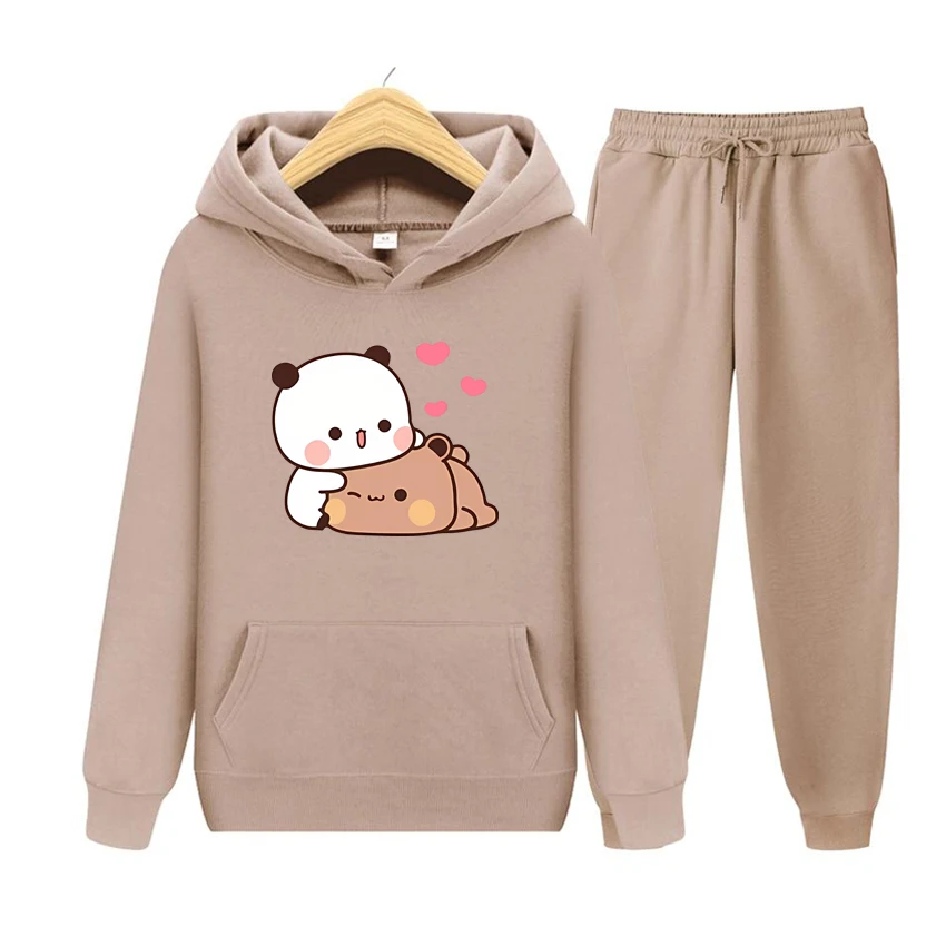 Women Hoodie Set Bubu And Dudu Drink Bubble Tea Print Women Hoodie Kawaii Female Sweatshirt Harajuku Loose Long Sleeve Clothes