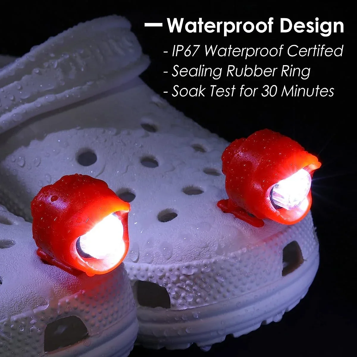 2 fari per coccodrillo piccole luci modalità scarpe ciondoli zoccoli sandali scarpe decorazione corsa campeggio accessori per scarpe divertenti