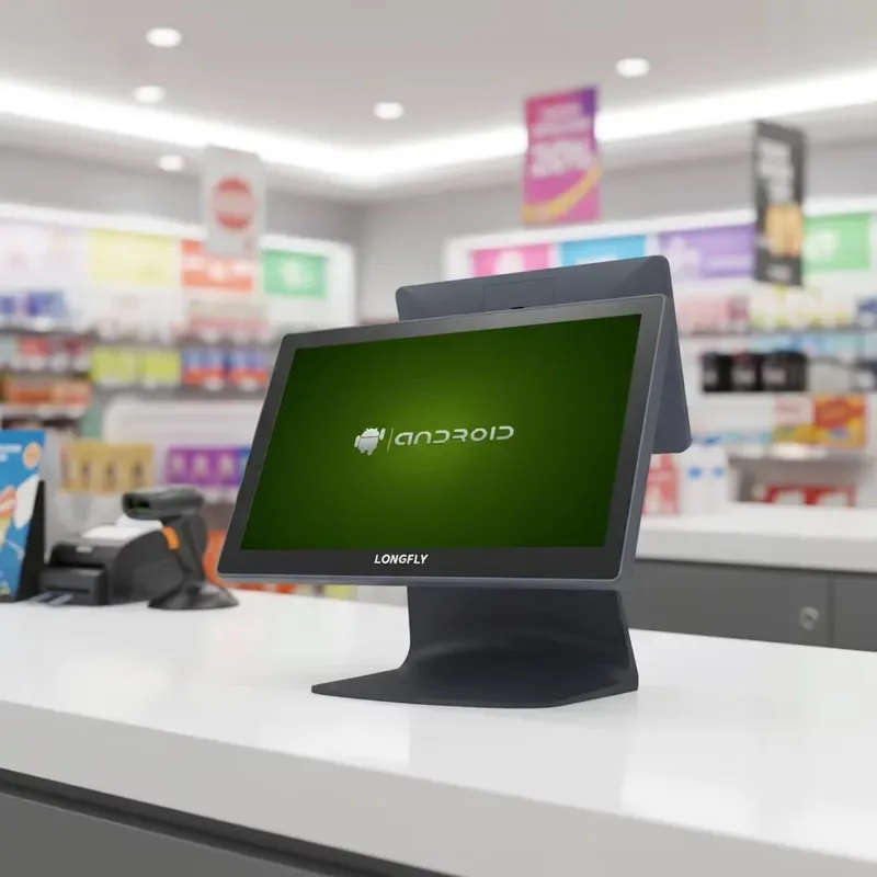 Hot Sale Longfly 15.6inch Android 11/13 L-Shaped Tablet Google GMS POS Cash Register Vertical/Landscape Mode NFC Enabled