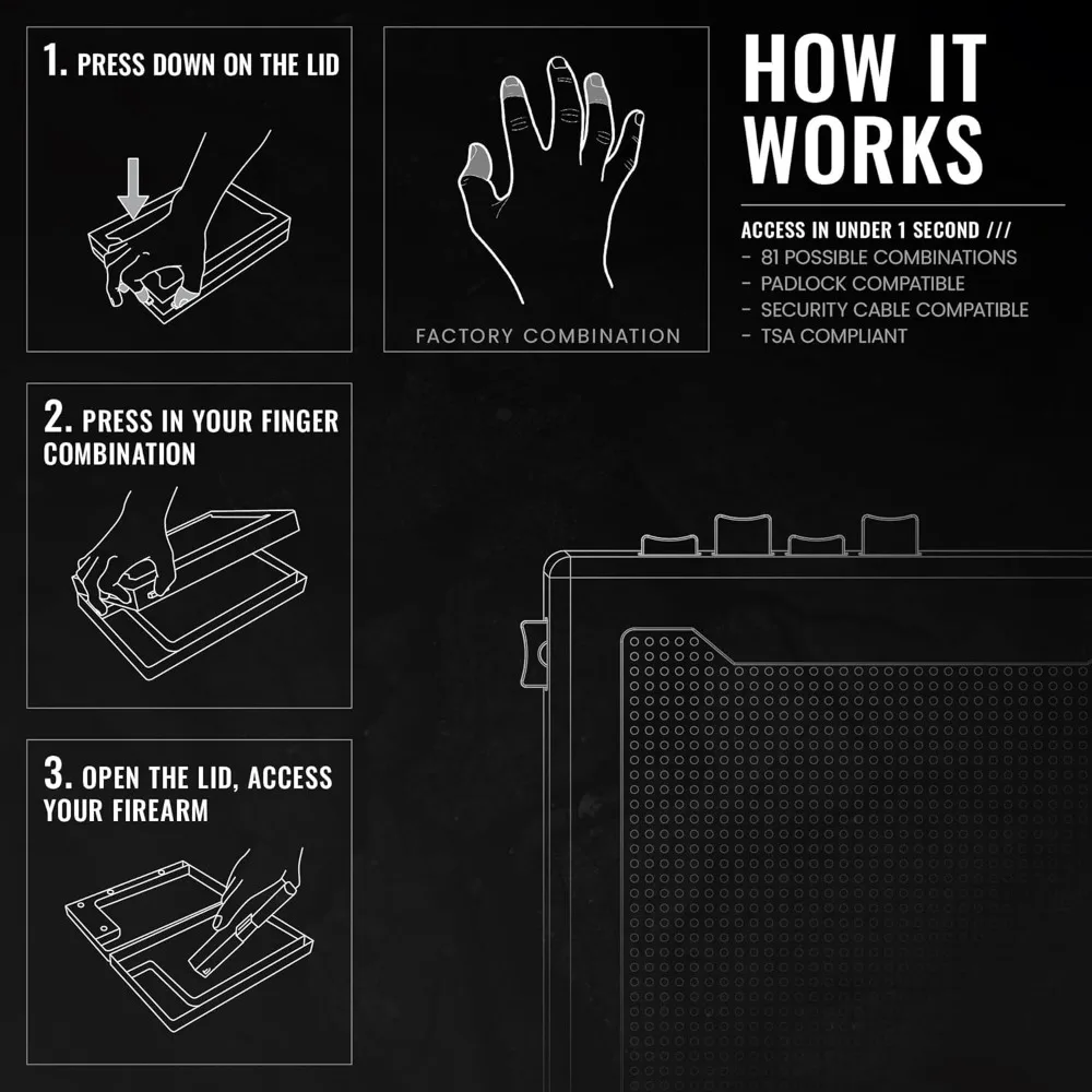 Coffre-fort Pour Pistolet StopBox Pro Noir - Portable Et Sécurisé Avec Serrure à Combinaison - Made In USA