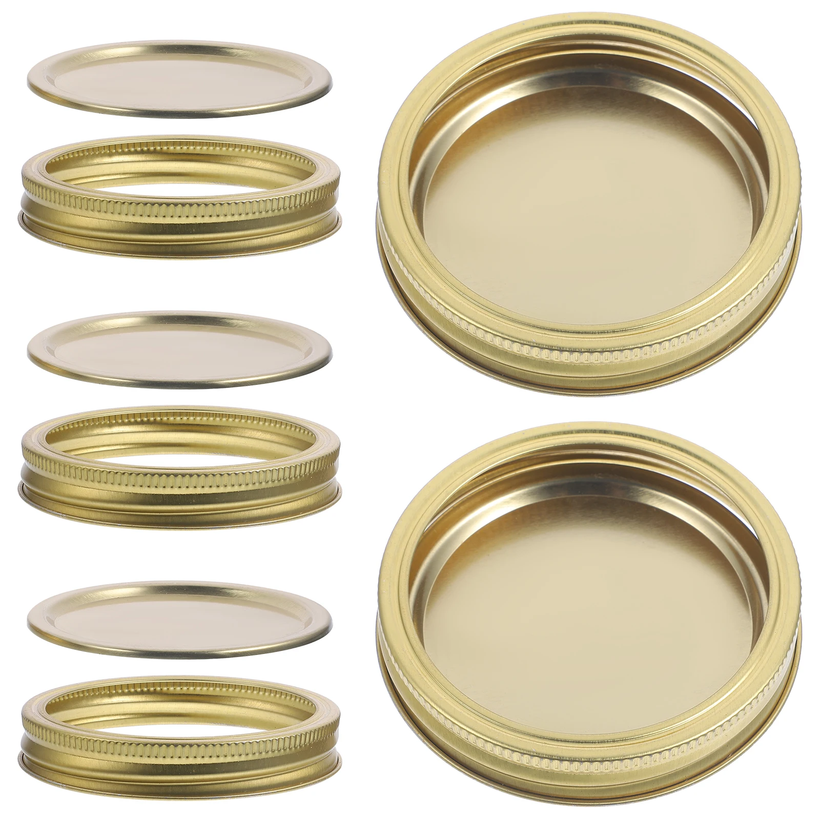 

Jar Lids 5 Sets Canning Ring Metal Storage Caps Jars Rings Container Airtight Leak Proof Reusable Tinplate Fine