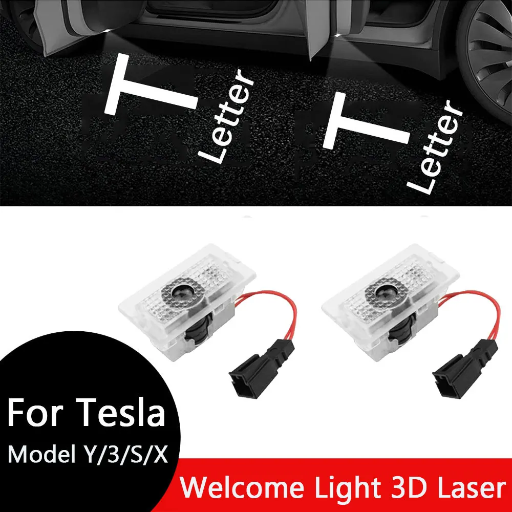 For Tesla Model 3 highland Car Door LED Logo Puddle Lights Ultra-Bright Welcome Light 3D Laser Ghost Shadow Light Model Y/3/S/X