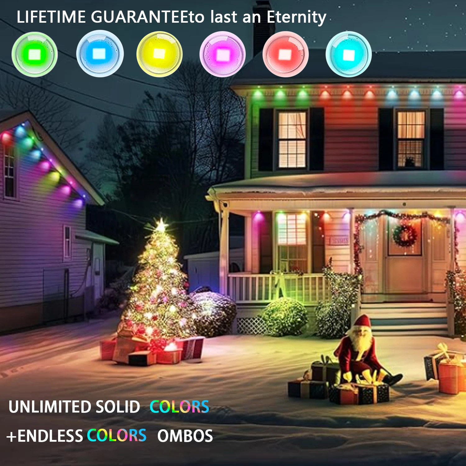 45M LED Outdoor Permanent Eaves Light RGB IC Bluetooth APP Control 24V 2A Waterproof Christmas Decorative Eaves Light