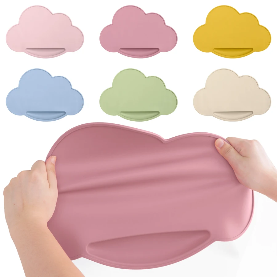 1pc Silicone Cloud Shape Baby Placemat Portable Placemat For Feeding Dishes Plate Kids Non-slip Plate Mat Children\'s Tableware