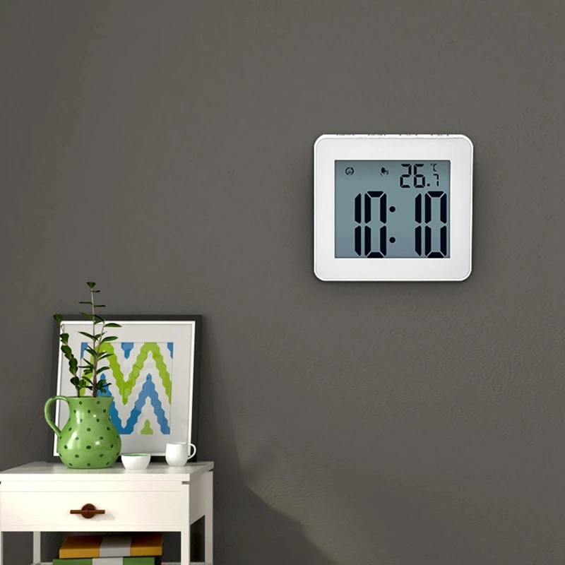 BAAG-Digital Bathroom Clocks Simple LCD Electronic Alarm Clock Waterproof Shower Watches Temperature Clocks Hanging Timer