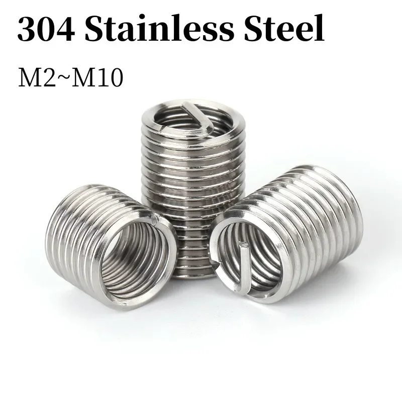 

10/50/100pcs M2M3M6M8M10 Thread Insert 304Stainless Steel Wire Screw Sleeve Screw Bushing Helicoil Wire Thread Repair Inserts