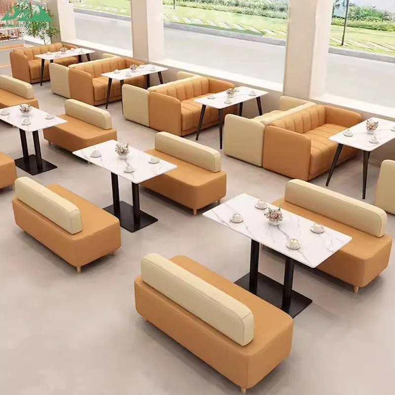 

Modern Western Restaurant Booth Sofa Table Chair Combination Popular for Catering & Tea House Iron Material Restaurant Furniture