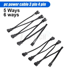 5/6Ways 4 Pin PWM Splitter 4Pin PWM Female To 3/4 Pin PWM Fan Hub Adapter Cable for Computer PC Case Fan Extension Power Cable