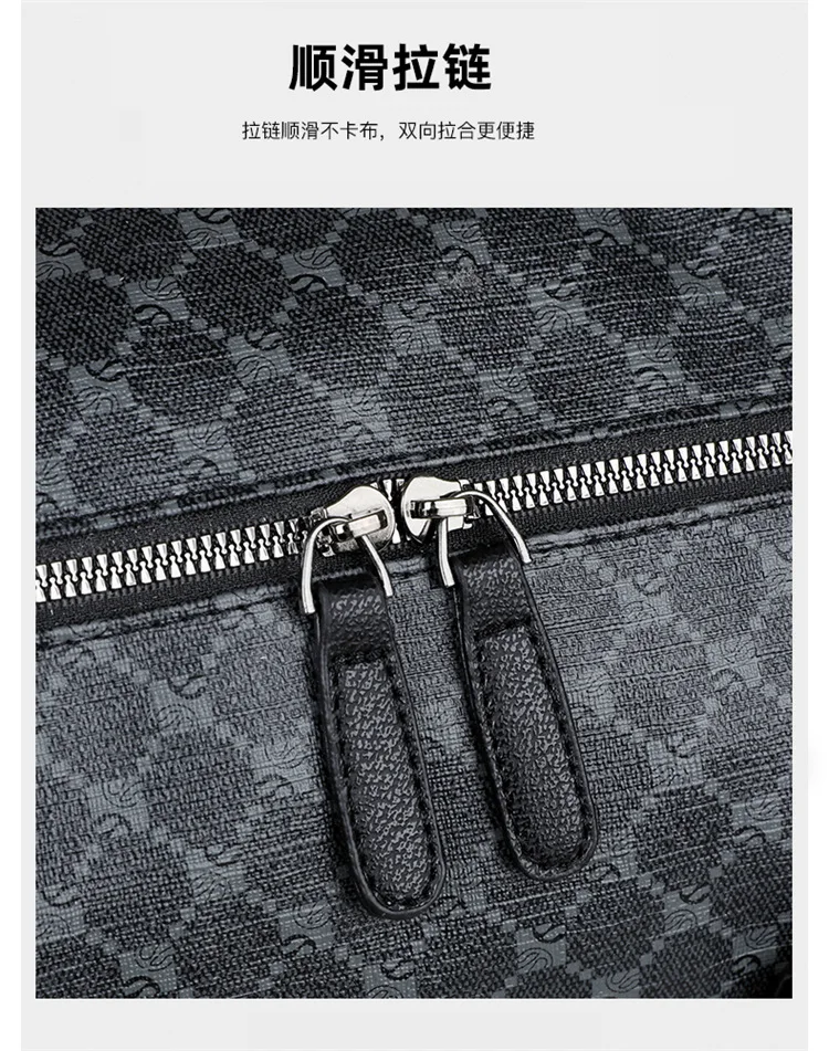 Große Herren-Tragetaschen, modische Handtaschen mit Karomuster und Henkeln, Herren-Umhängetaschen, wasserdichte Reisetaschen, Herren-Gepäcktaschen. – Detail 9