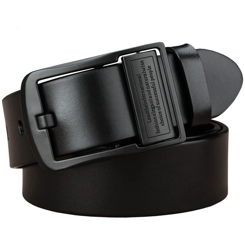 Men's leather belt, black buckle, new style, fashionable, trendy, light luxury, casual, versatile, suitable for jeans, pin buckl view 3
