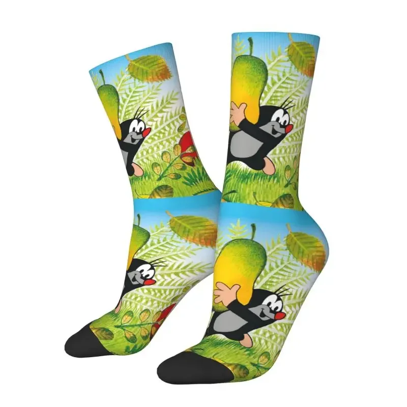 Cute Cartoon Mole Men's Crew Socks Unisex Fashion 3D Print Krtek Little Maulwurf Dress Socks