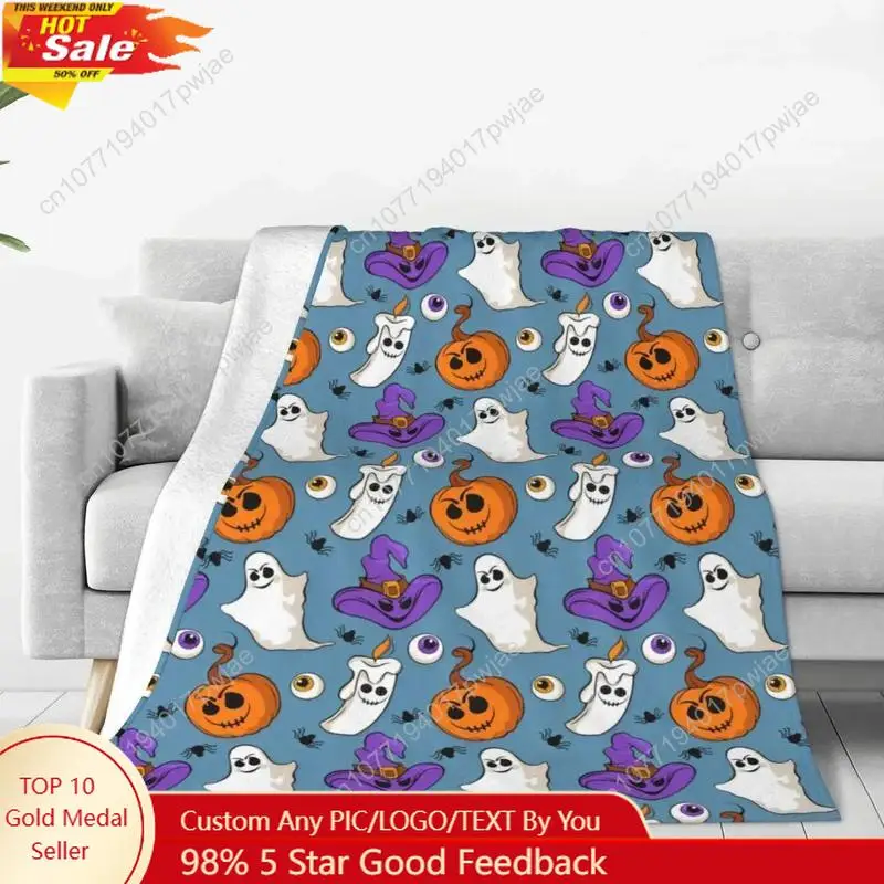 

Halloween Pumpkins Pattern Blanket Soft Aesthetic Plush Throw Blanket For Couch Bed Decorative Flannel Custom Blankets