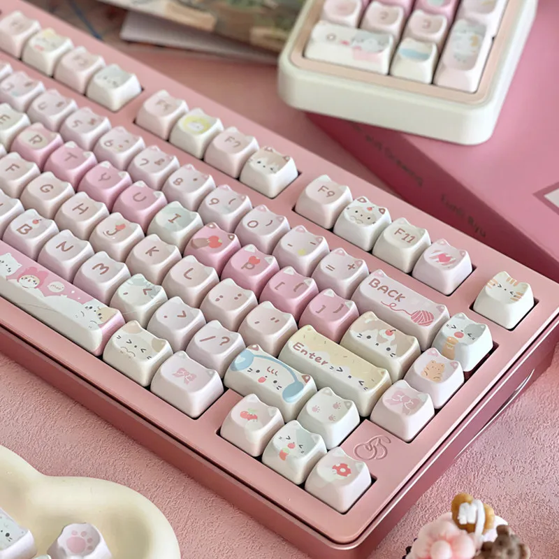 Cute PBT Keycap MOA MAO Profile Double Shot Side Engraving Transparent Cherry Profile MX Switch Gaming Mechanical Keyboards Caps