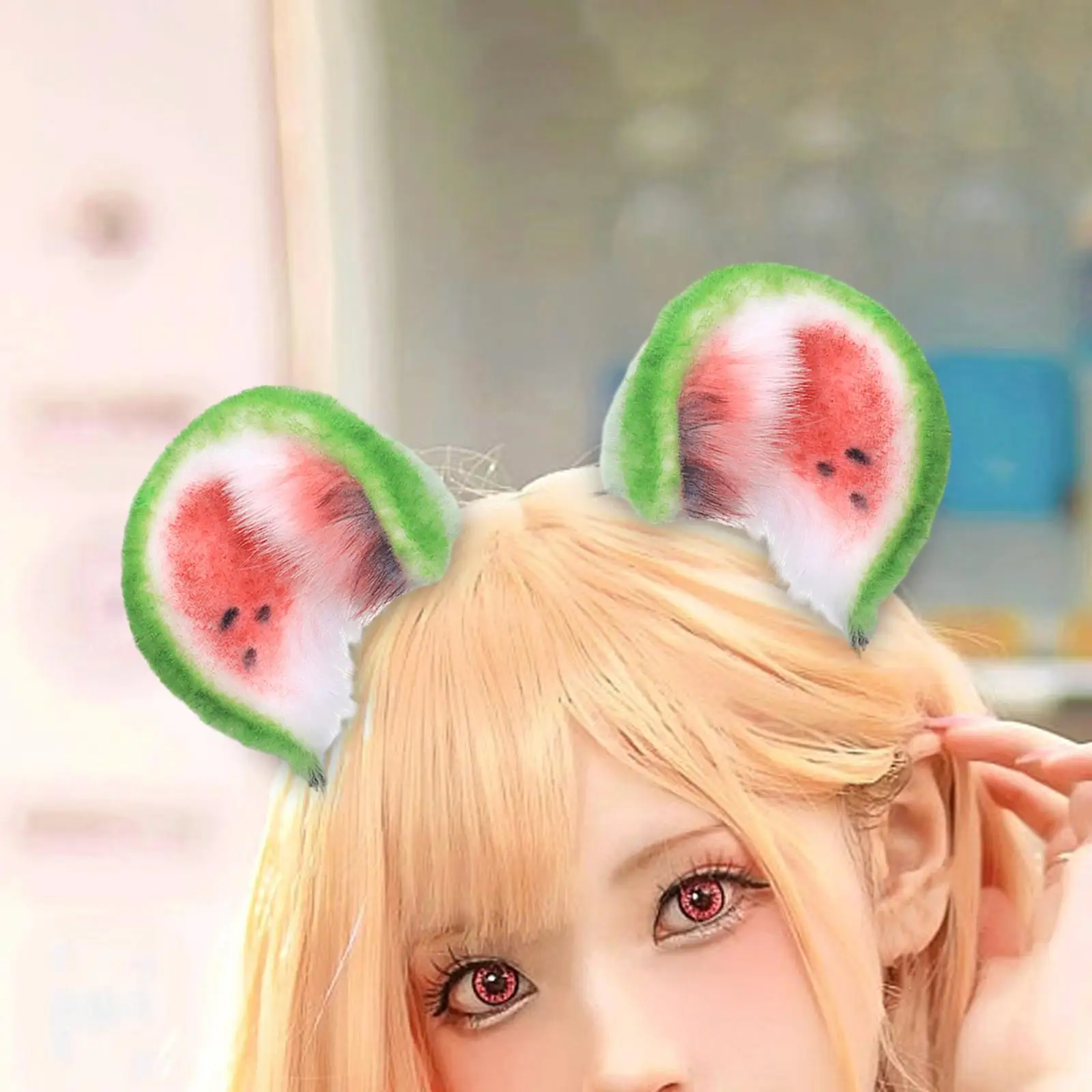 Animal Ears Headband Watermelon Color Headwear Decor Adults Costume Headpiece