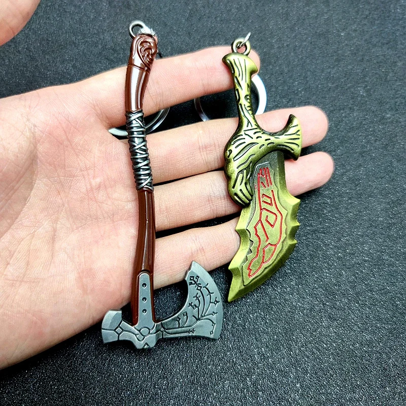 God of War Keychain Kratos Axe Leviathan Key Chain Keyring Blades of Chaos Swords Game Accessories Car Key Ring Pendant Llaveros view 2