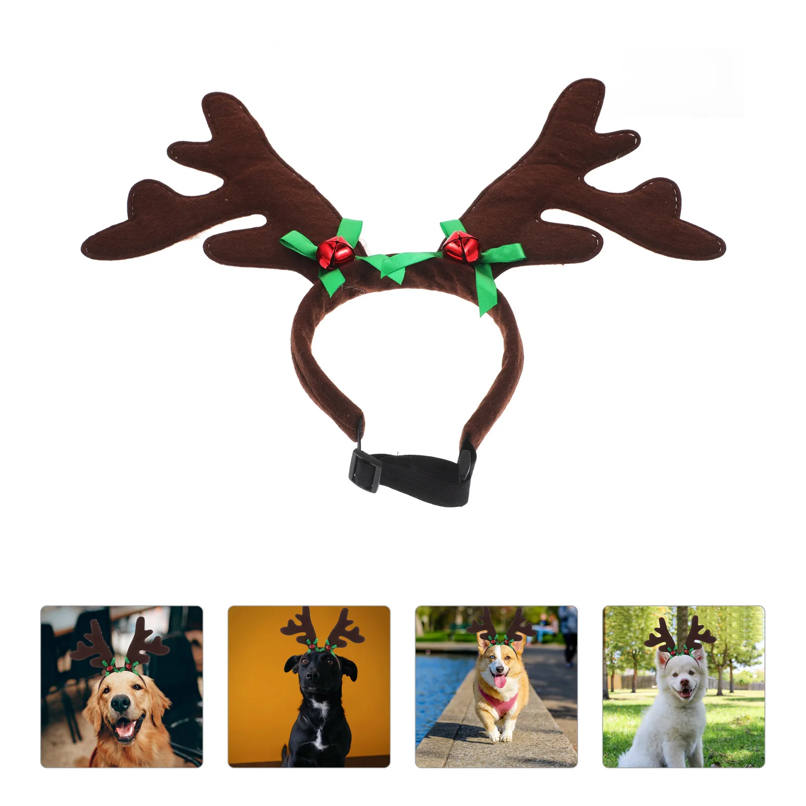 

Pet Christmas Head Dog Decor Headband Antler Green Bowknot Costume Holiday Party Photo Accessory Dog Xmas Head Hoop Pet Xmas