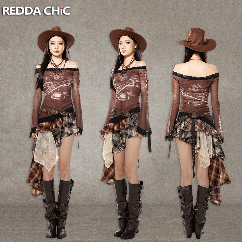 

REDDACHiC асимметричная юбка-тортик женская клетчатая юбка с заклепками кружево в стиле пэчворк с поясом многоуровневая мини-юбка с рюшами в стиле стимпанк винтажные штаны