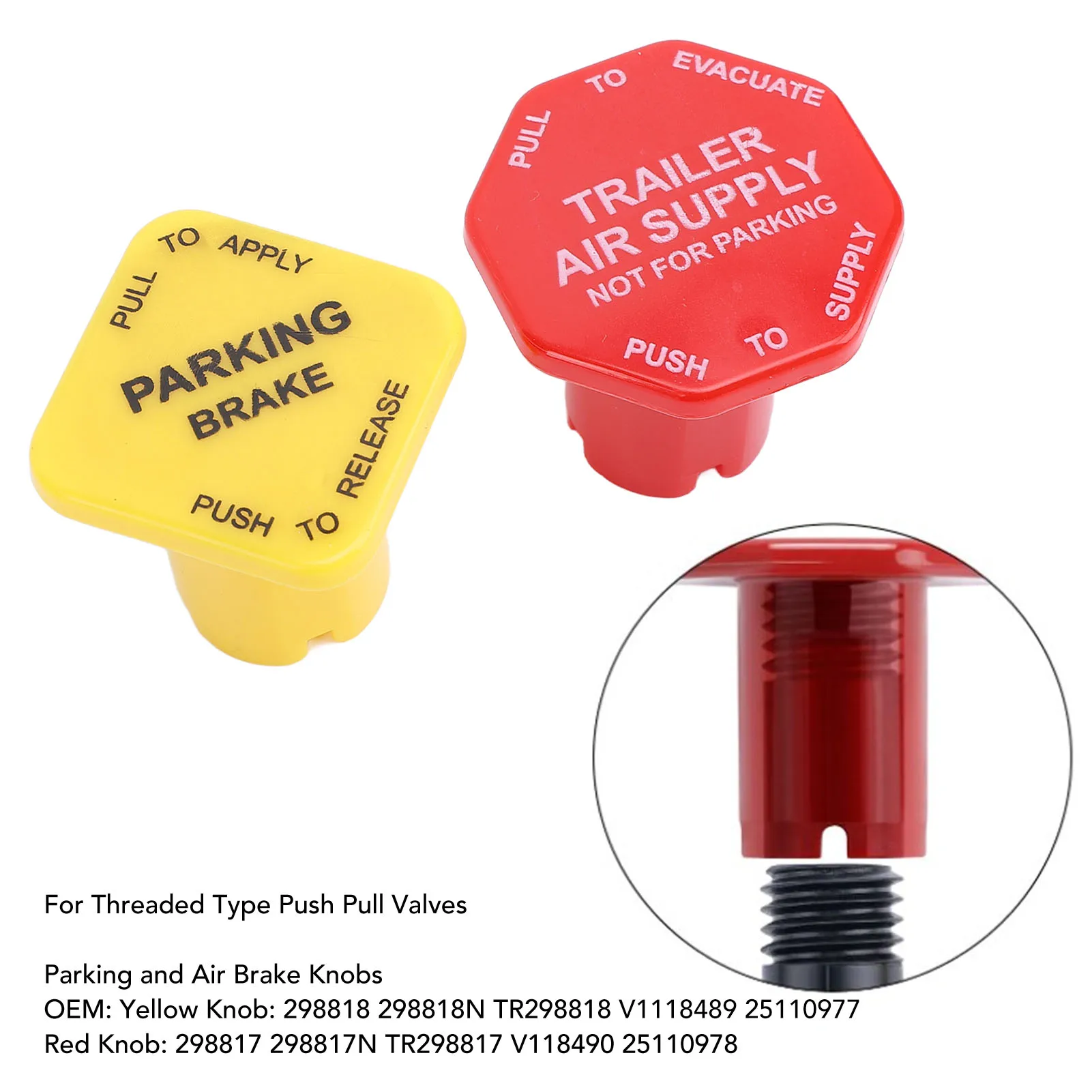 Yellow Semi Truck Parking Brake Knob Vibrant Color 25110977 Push Pull Valves Red Trailer Air Brake Knob for Semi Truck Trailer