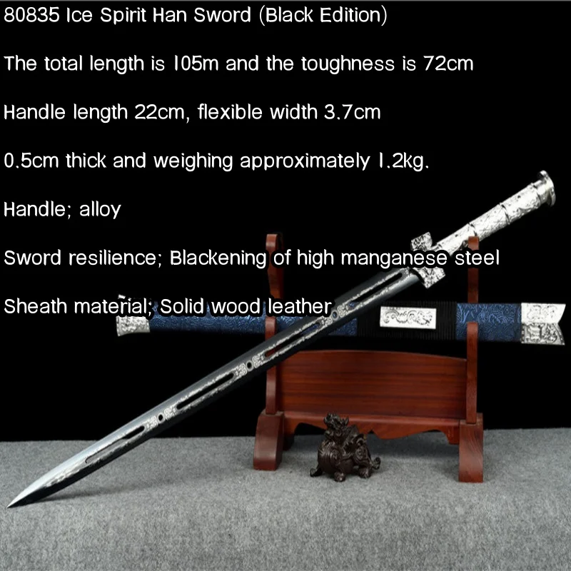 Longquan City Sword Ancient Style Chinese Six sided Han Sword High Manganese Steel Integrated Hanfu Shooting Sabre