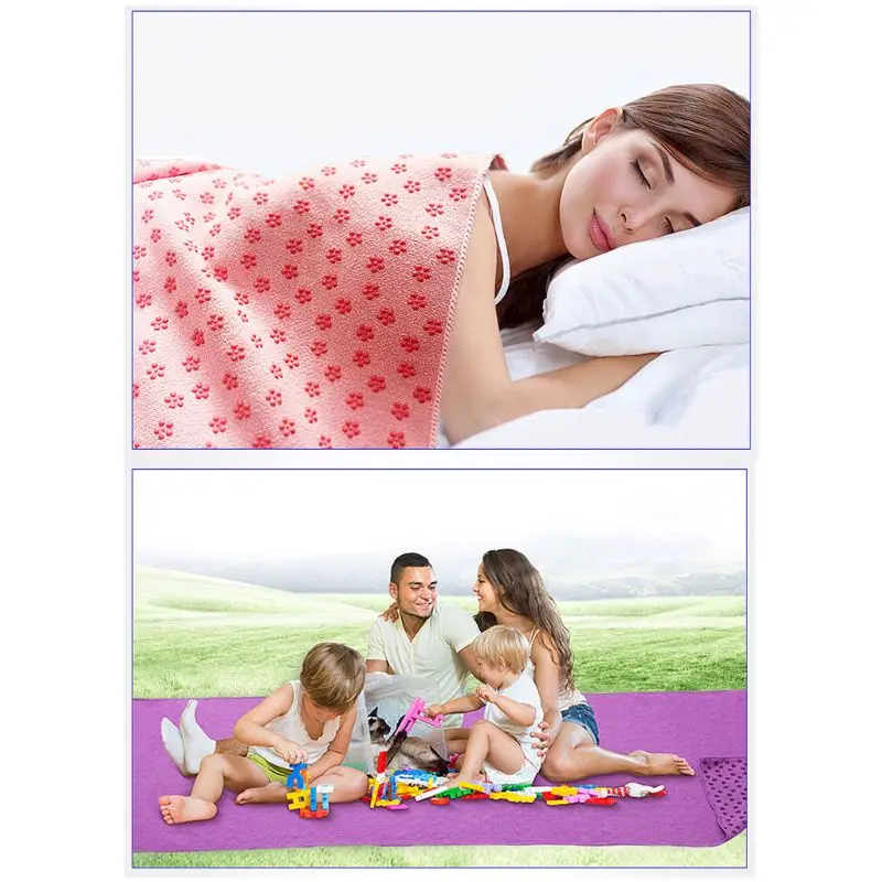 Non-slip Yoga Mat Sports Sweat-absorbent Plum Pattern Embellishment Yoga Towel Multipurpose Overlay Silicone Particles Dropship