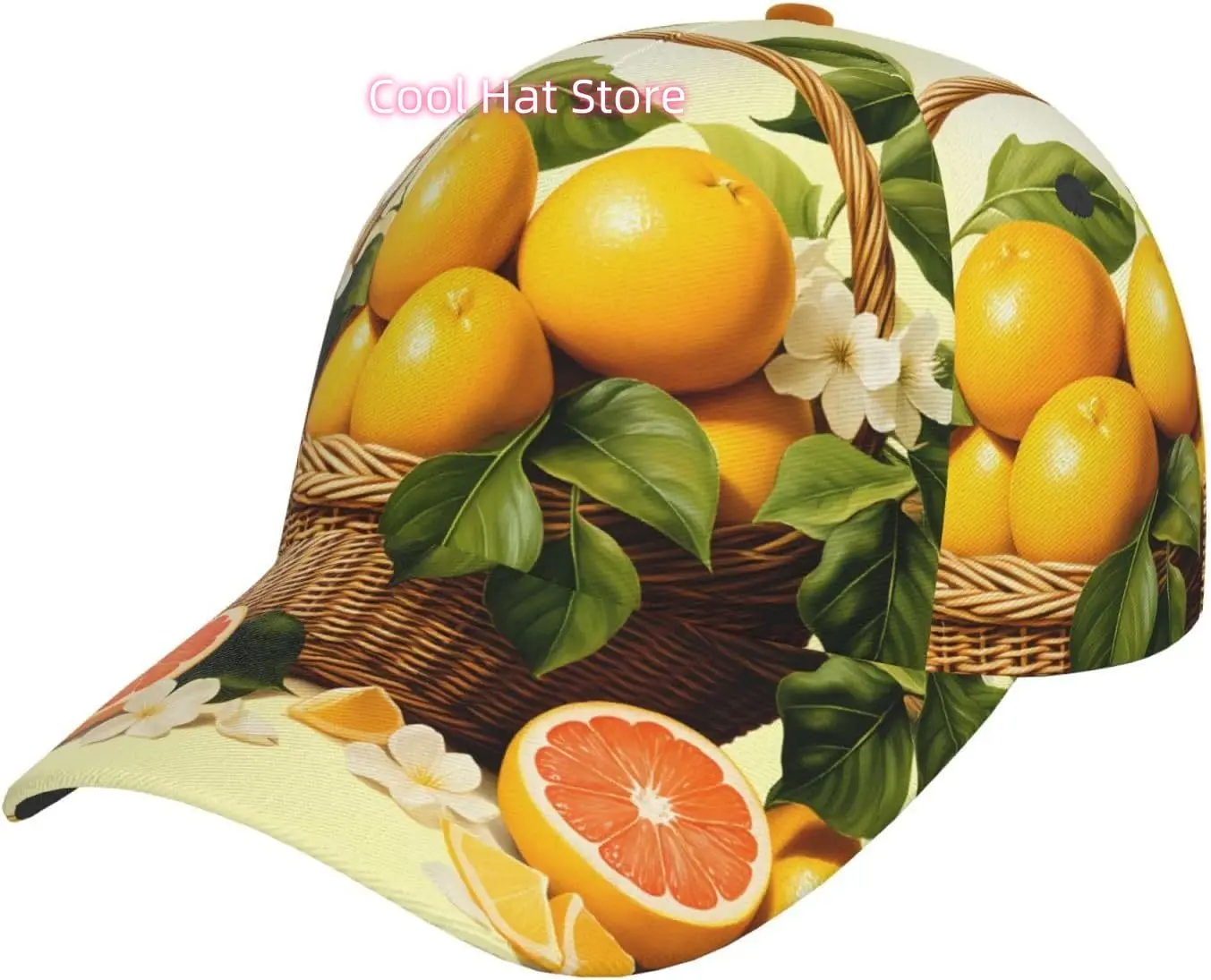 Lemon Basket Freshness Pattern Baseball Cap Adjustable Cotton Baseball Hat for Sports, Outdoor, Travel Gifts for Men